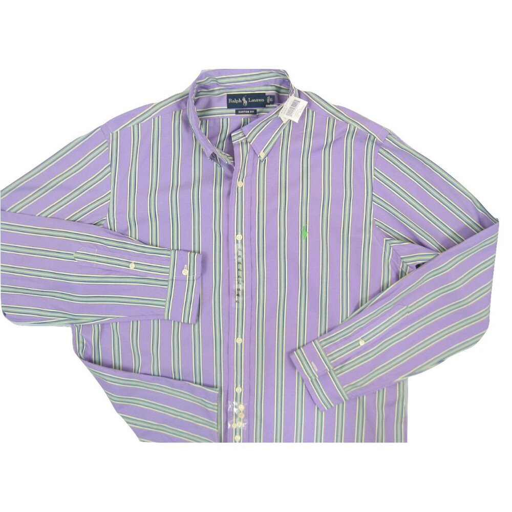 NEW Polo Ralph Lauren Colorful Shirt! XL Lavender Stripe Green Polo Player